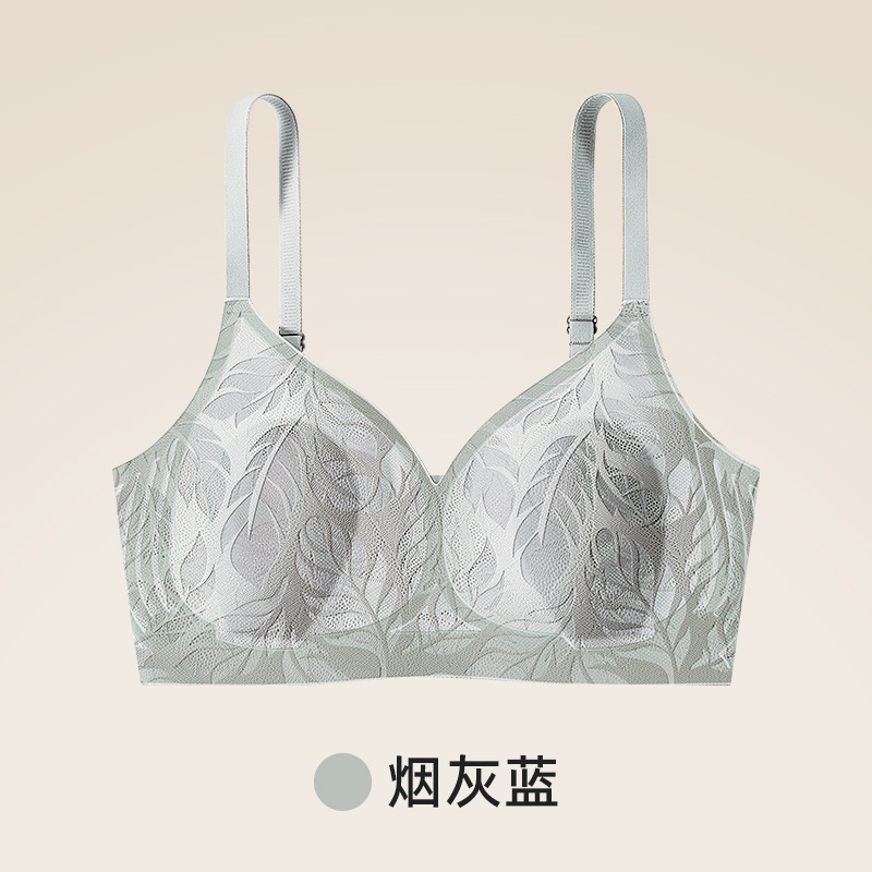 Spring and Summer New Lightweight Mesh Heightened Side Ratio Jelly Soft Support Rabbit Mug Underwear Big Chest Small Bra Female