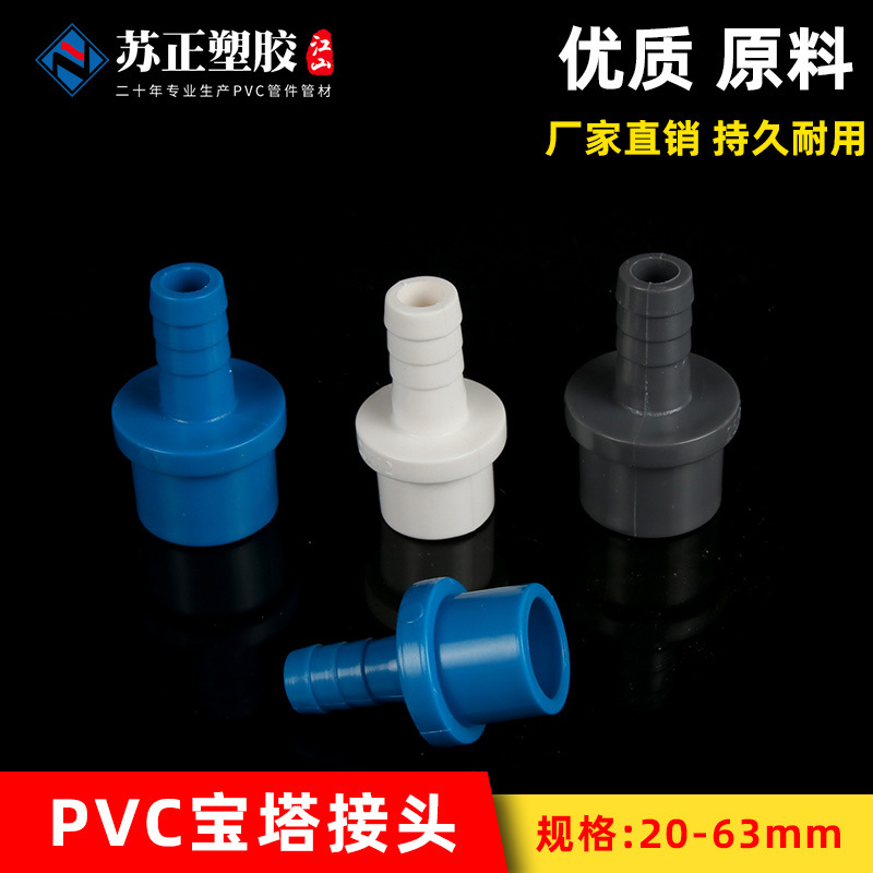 PVC塑料宝塔直插直通软硬管快接头平口直接给水管件大变小转换接