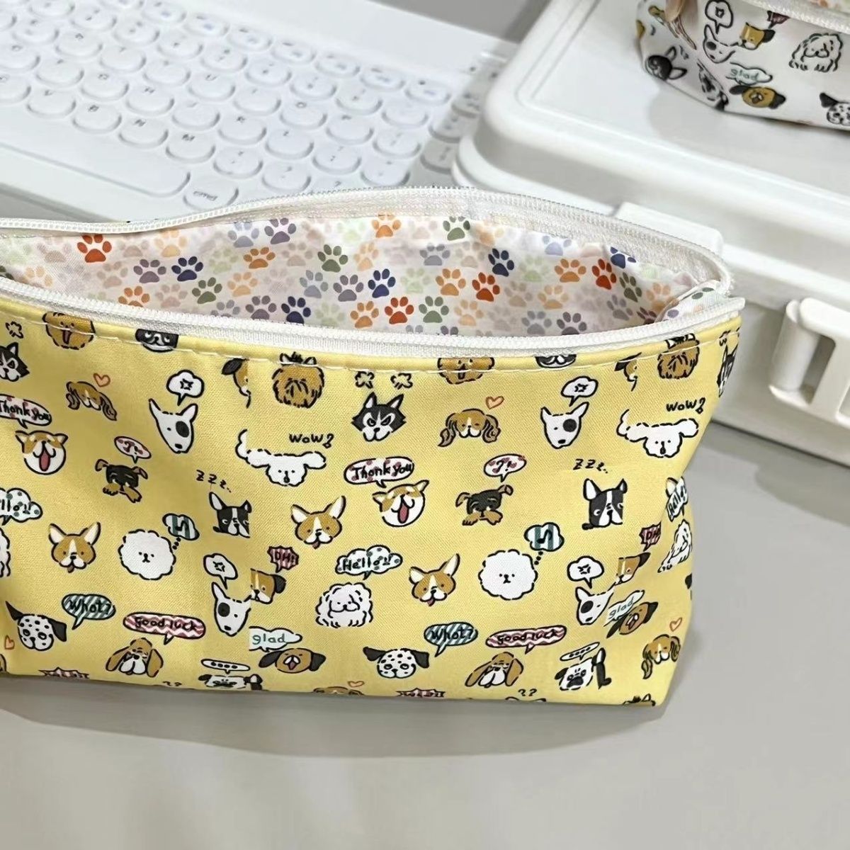 Puppy Printing Pencil Case Student Large Capacity All-Match Stationery Bag High-Looking Learning Stain-Resistant Internet Celebrity Pencil Case Ins