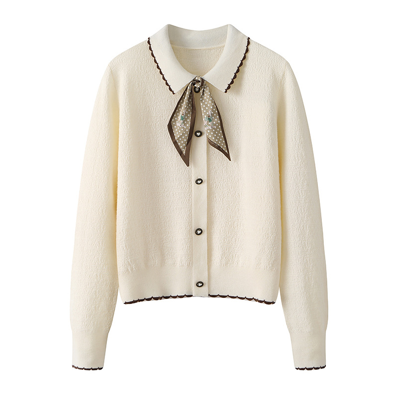 复古设计感套头毛针织衫女2023秋装新款简约别致小衫丝巾-阿里巴巴