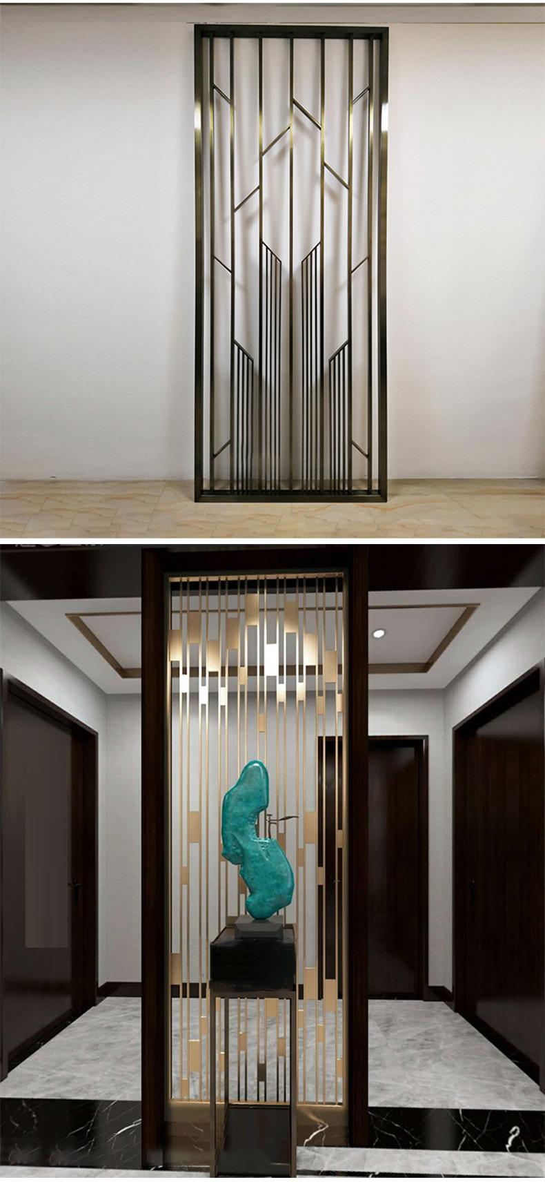 不锈钢屏风隔断钛金客厅不锈钢新中式花格轻奢现代简约屏风定做