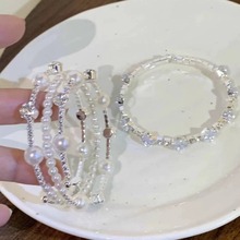 三层珍珠带钻手环小众设计感气质可调节时尚手链新款仙气飘飘女