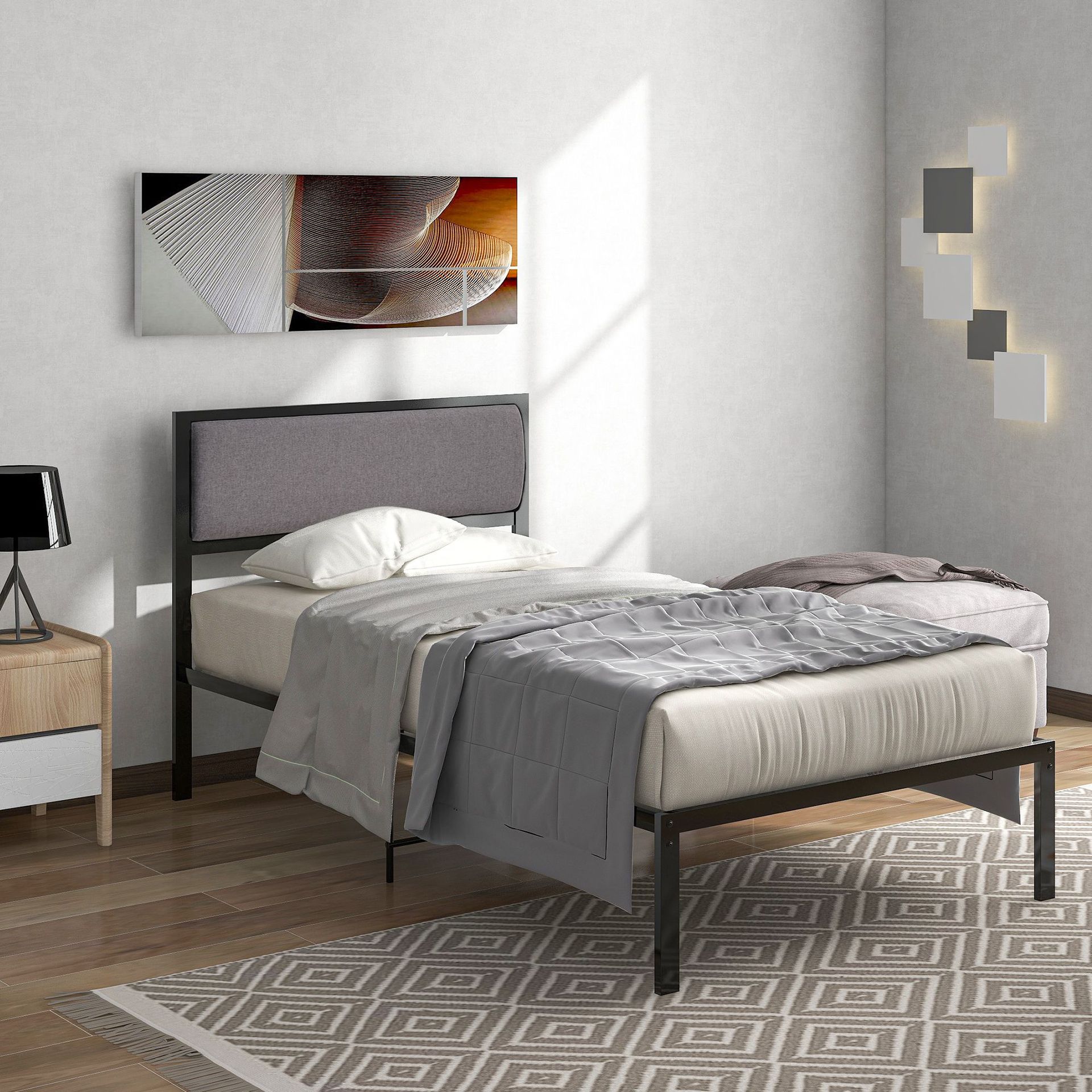 英国单人床床架金属床架亚马逊大健云仓现货直发英国一件代发分销