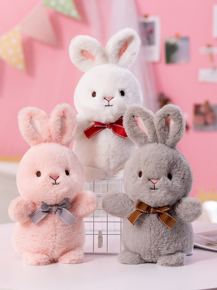 月耳兔公仔毛绒玩具可爱领结小兔子玩偶布娃娃送女生节日礼物批发