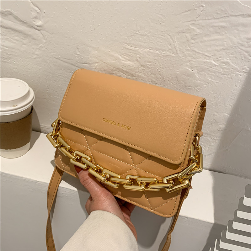 Popular Rhombus Chain Small Bag for Women 2021 Spring New Fashion Embroidery Thread Wide Shoulder Strap Shoulder Bag Messenger Bag