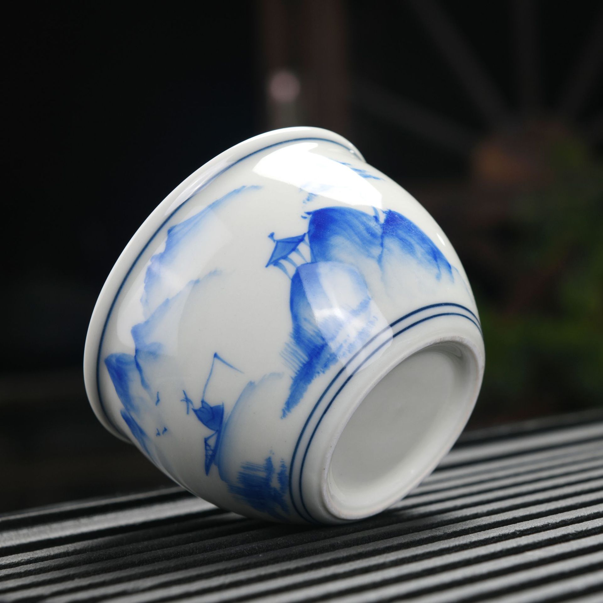 青花茶杯陶瓷小缸杯手绘主人杯个人喝茶杯子荷花鱼趣大号普洱茶杯