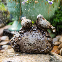 welcome欢迎门牌创意庭院杂货装饰摆件水泥小鸟石头碑雕花园
