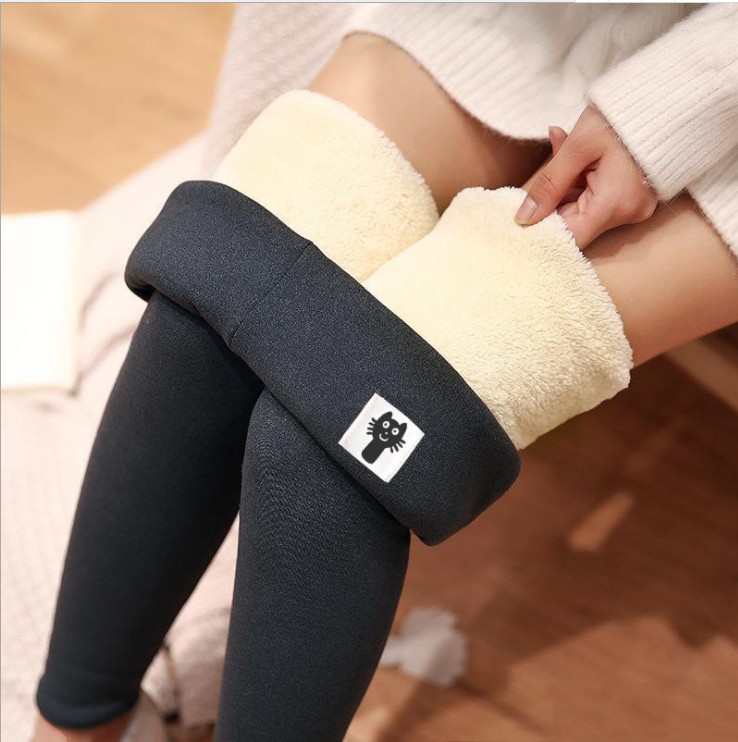 Cashmere Leggings Women's Pants Students Winter Velvet Padded Thickened Outer Wear High Waist Slim Thermal Pants