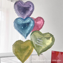 批发18寸果冻色水晶爱心铝膜气球情人节装饰场景布置心形节日生日