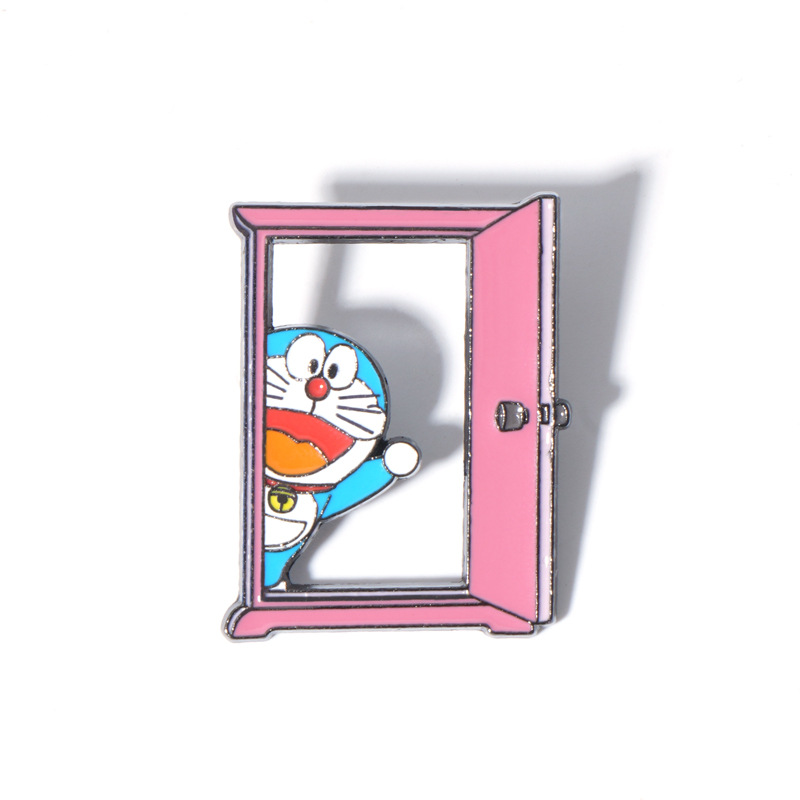 哆啦a梦acg周边任意门旅游锌合金水晶滴胶金属胸针徽章