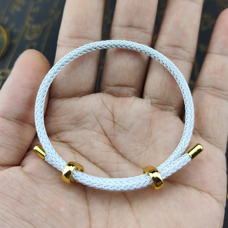 3mm可调节钢丝绳手链 可穿3d硬金黄金路路通转运珠防水钢丝绳手绳