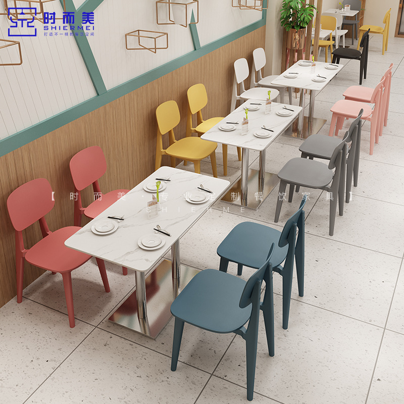 Milk Tea Shop Dessert Shop Table and Chair Combination Coffee Shop Western Restaurant Noodle Shop Snack Table Snack Hamburger Shop Stone Plate Dining Table