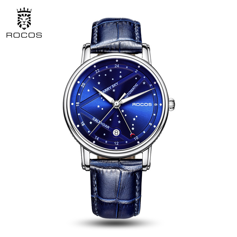 抖音快手直播品牌r0108雷克斯rocos满天星夜光全自动机械男士手表