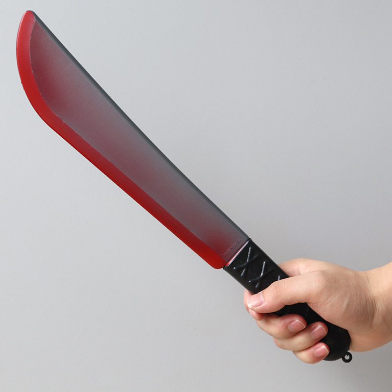 Halloween Decoration Blood Knife Internet Celebrity Bloody Knife Ghost Festival Plastic Toy Simulation Kitchen Knife Trick Props Curved Knife