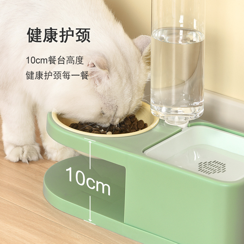 Cross-Border New Cat Water Dispenser Neck Protection Cat Bowl Dog Waterbowl Automatic Filter Drinking Water Feeding Double Bowl Dog Food Bowl-