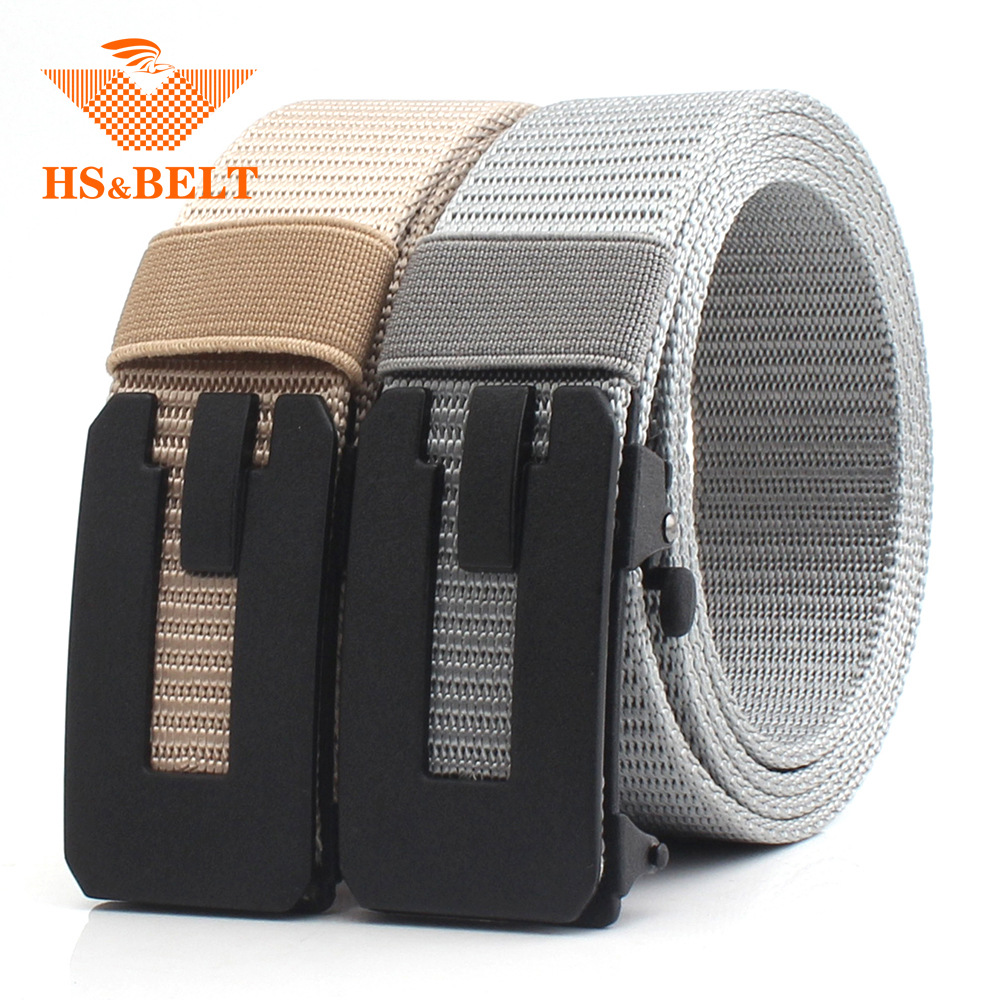 泓昇新款无牙自动扣皮带 加厚尼龙帆布裤带 百搭休闲男士商务腰带