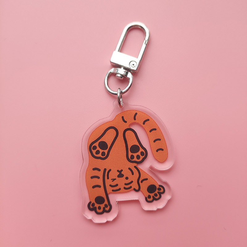 韩风涂鸦小老虎小脑斧透明可爱小挂件钥匙扣水晶亚克力