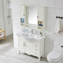 2U8K落地式实木浴室柜组合面盆洗手欧式现代简约洗漱台橡木整体卫