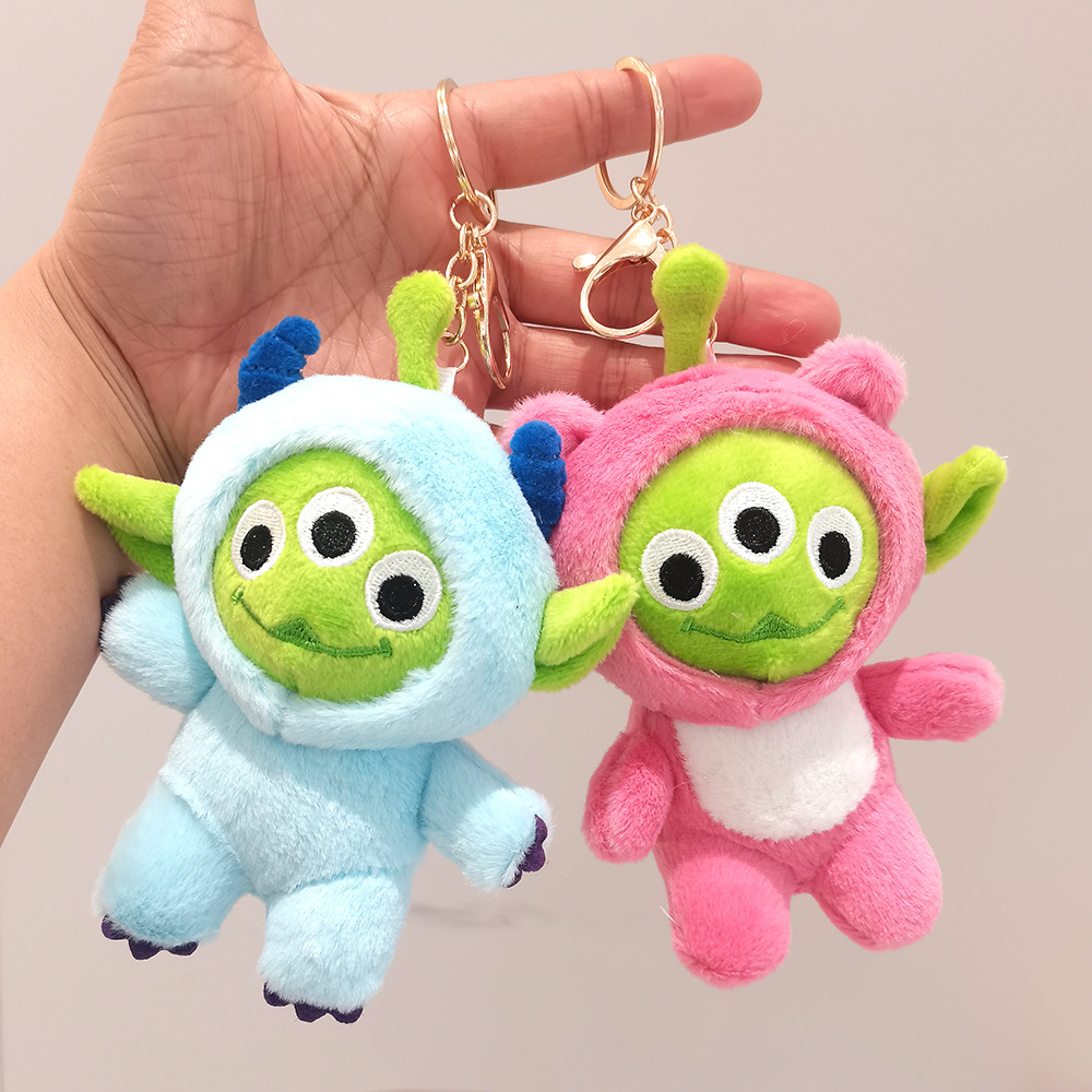 现货三眼仔毛绒玩偶网红公仔抓机娃娃4寸钥匙扣挂件玩具工厂批发