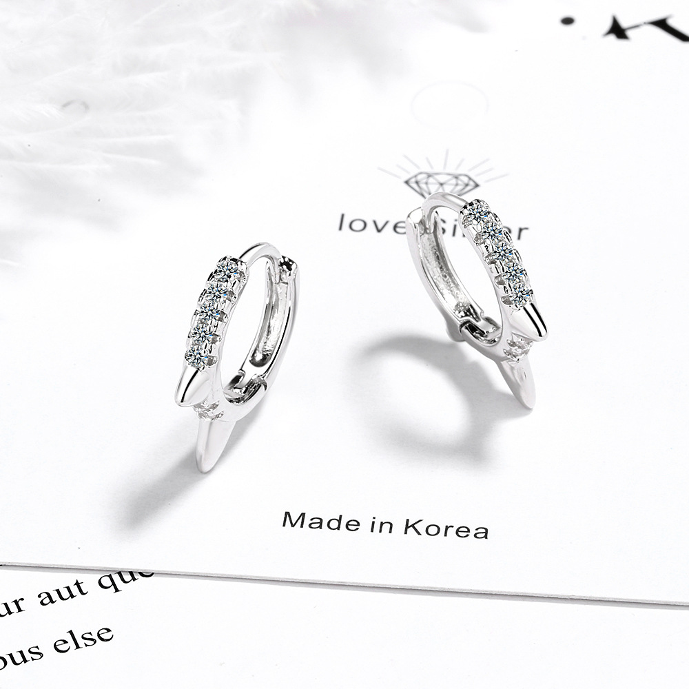 Korean Style S925 Silver Light Luxury Earrings Women's Diamond-Embedded Gold-Plated Ins All-Match High-Grade Internet Influencer Earrings Simple Ear Clip Wholesale