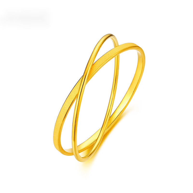 老凤凰3d硬金 黄金双环手镯足金999时尚磨砂双圈金镯子简约光圈金