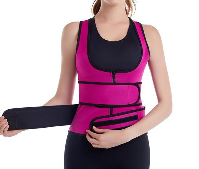 Amazon Women's Sports Body Zipper Double Belt Shapewear Waist Girdling Belly Contraction Vest Burst into Sweat Fitness Corset