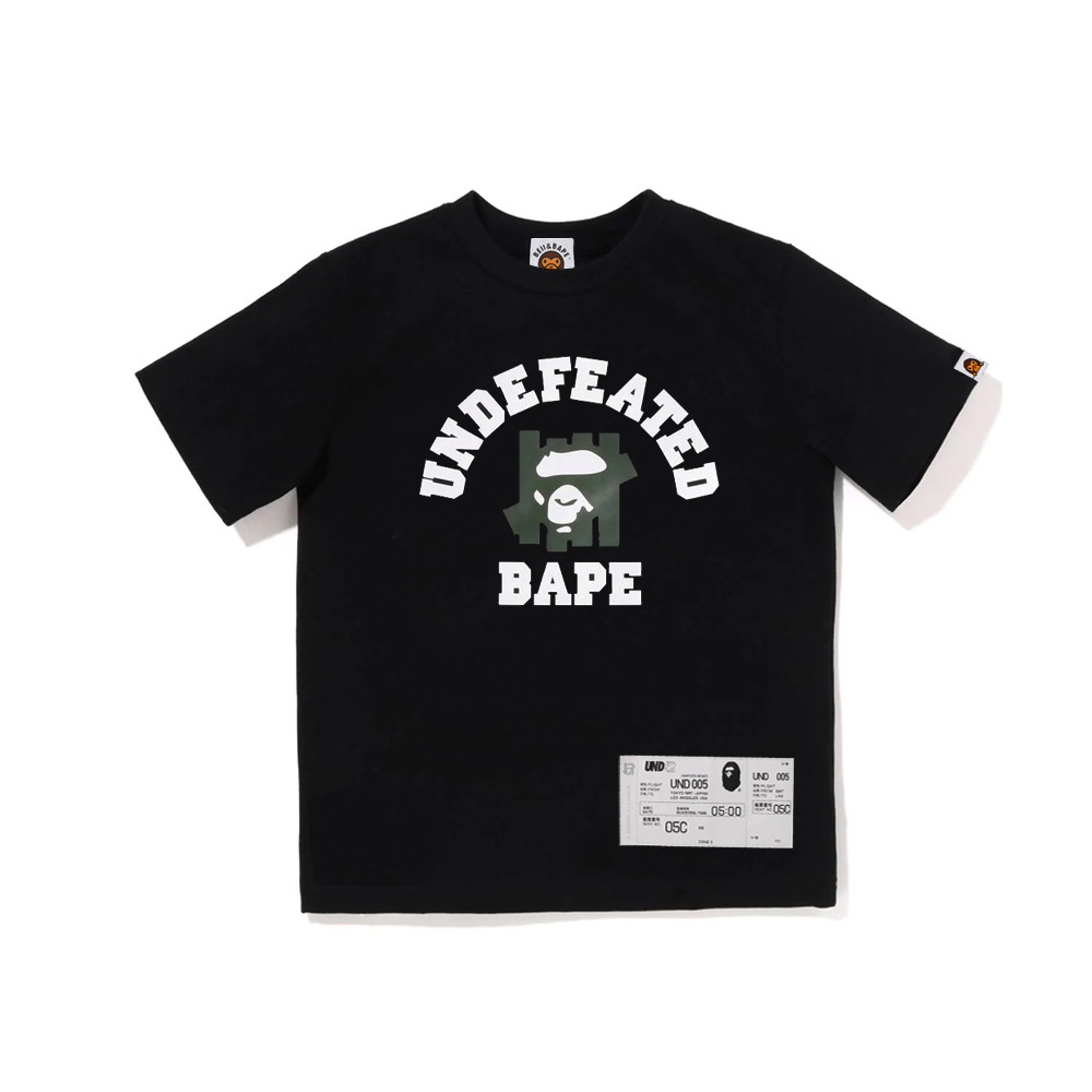 beii&bape潮牌联名款儿童装短袖亲子飞机票印花t恤230克双纱棉