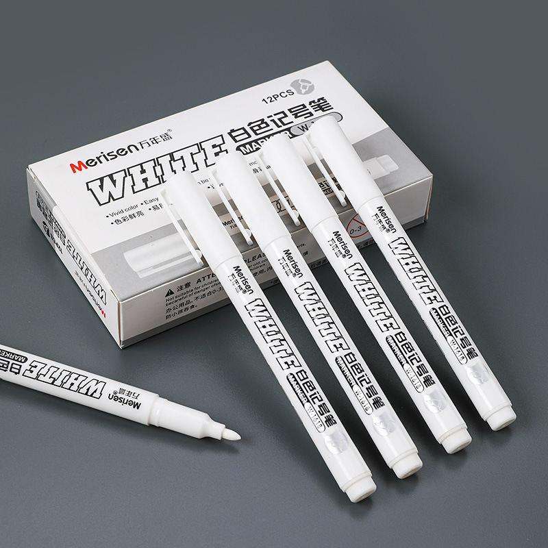 白色记号笔油性笔墨水速干防水不掉色物流绘画记号笔黑色白漆高光