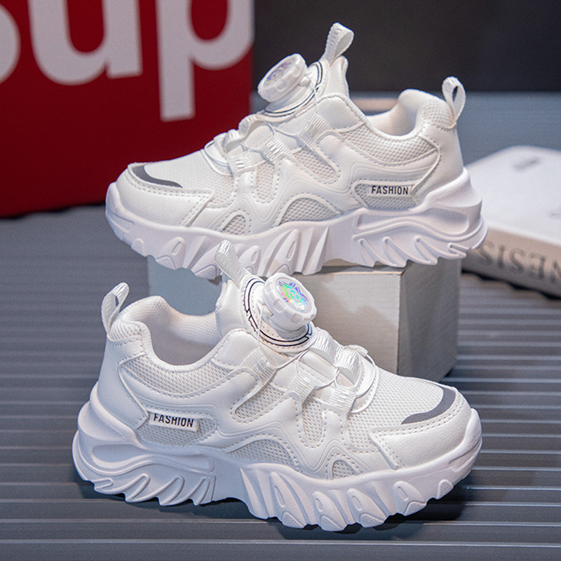 儿童小白鞋女童运动鞋秋季新款ins女孩老爹鞋透气软底学生跑步鞋