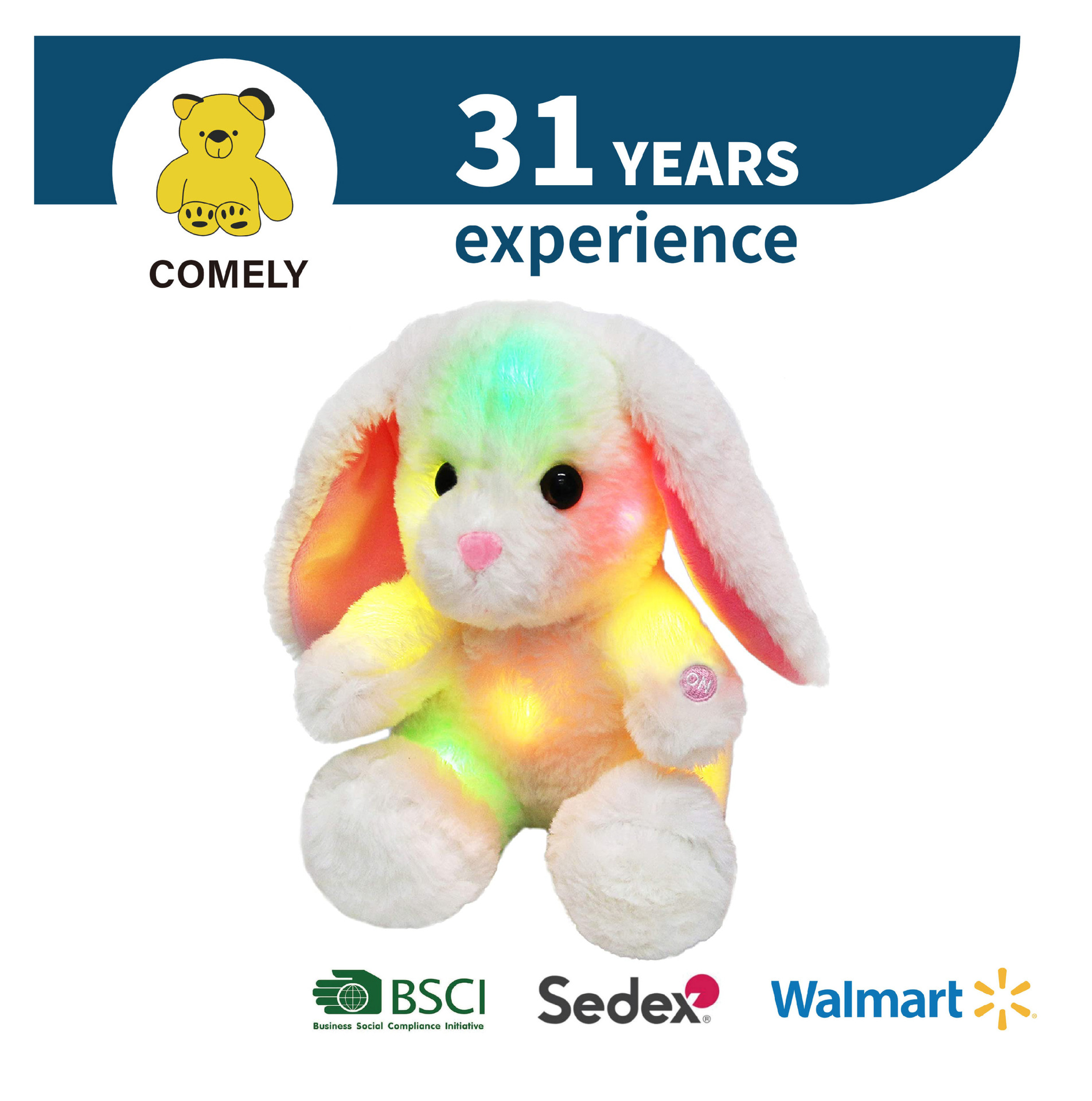 创意发光兔子毛绒玩具兔抱枕公仔儿童玩偶娃娃礼物兔子玩偶定 制