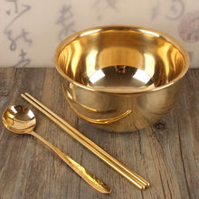 Js铜碗筷勺套装铜餐具家用饭碗手工金碗儿童成人黄铜碗加厚
