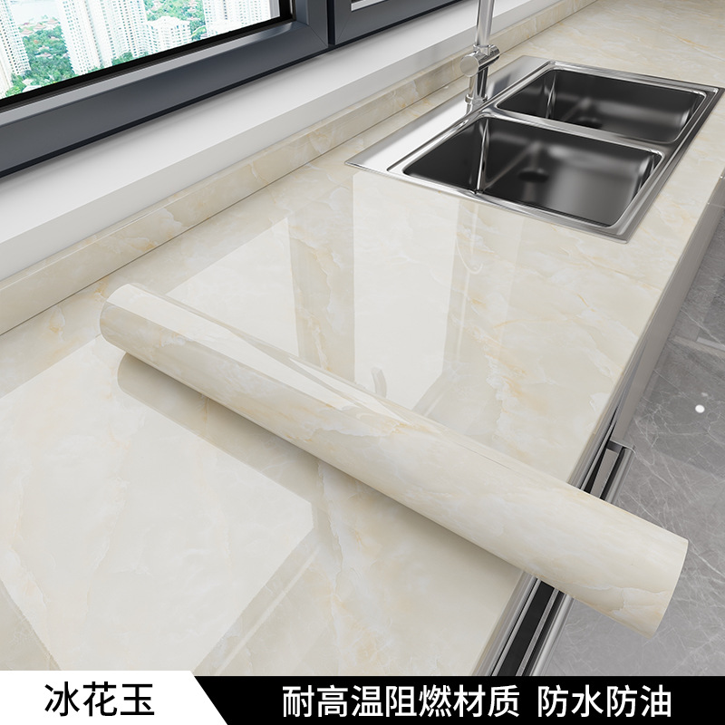 Self-Adhesive Stickers Desktop Protective Film Marble Kitchen Oil-Proof Stickers Waterproof Moisture-Proof High Temperature Resistant Pvc Stickers Self-Adhesive