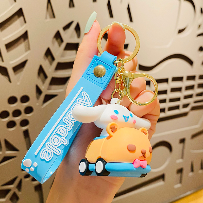 Cute Drag Car Doll Creative Car Keychain Students' School Bag Pendant Internet Celebrity Yuzhi Small Gift Wholesale