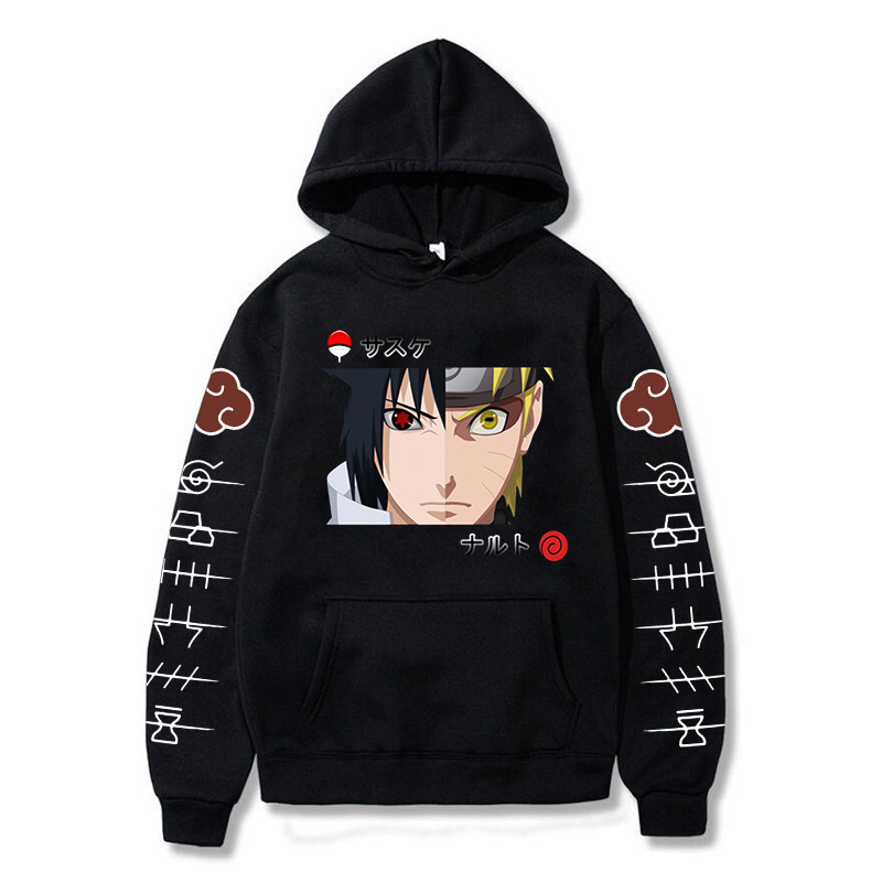火影忍者naruto佐助鸣人动漫加绒连帽衫跨境带帽卫衣anime hoodie