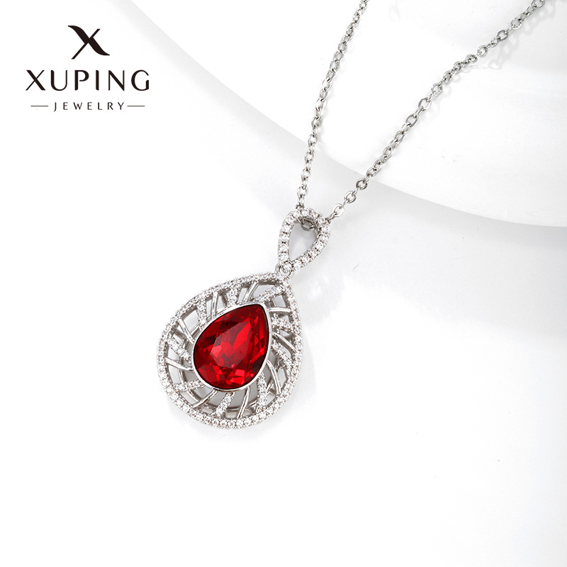 xuping jewelry colored gems series foreign trade cross-border new arrival artificial gemstone water drop exquisite high-grade pendant necklace