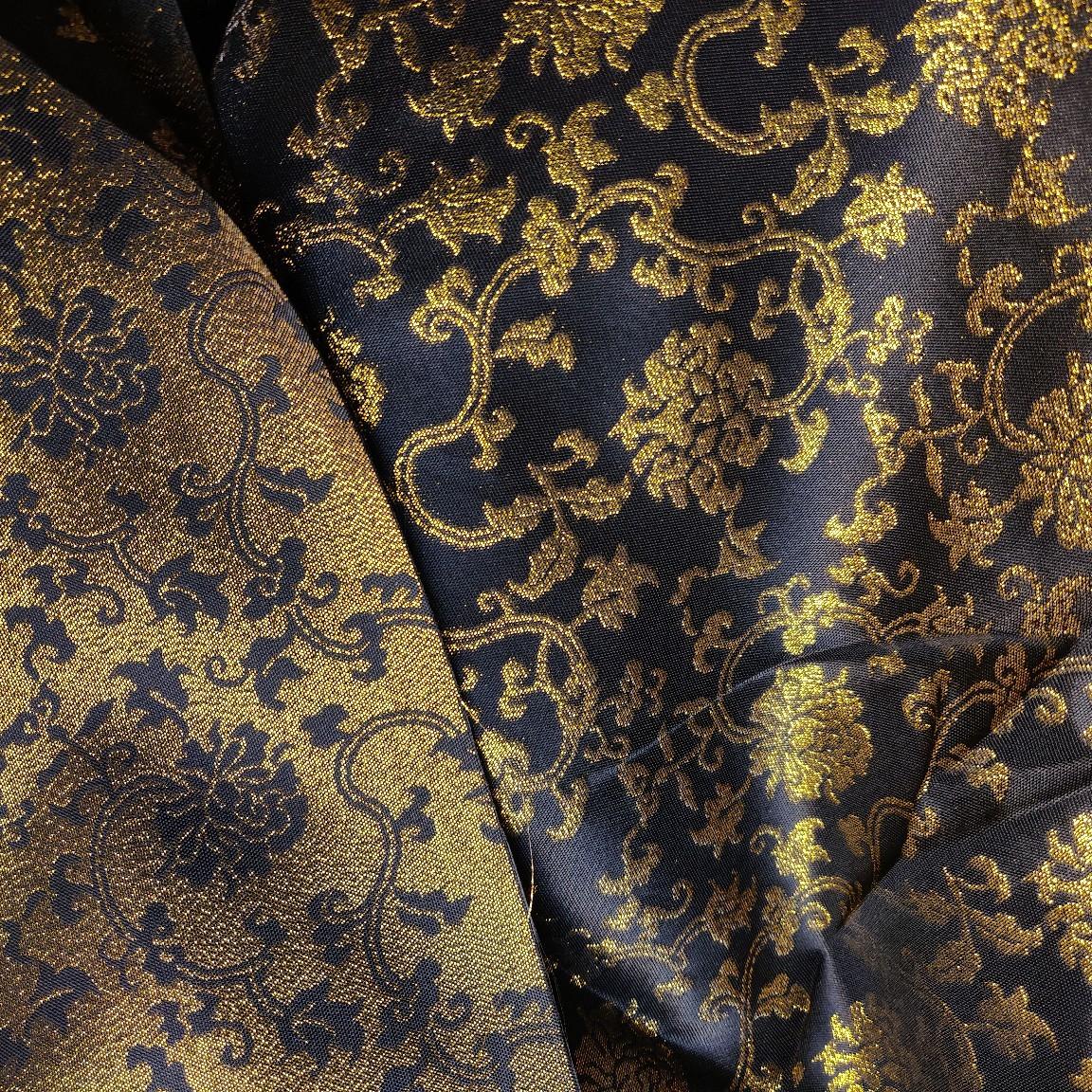 金色古装汉服几何纹莲花荷花纹马面裙织金提花面料