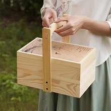 实木手提干果盒结婚伴娘伴手礼盒子松木木质点心糕点甜品包装木盒