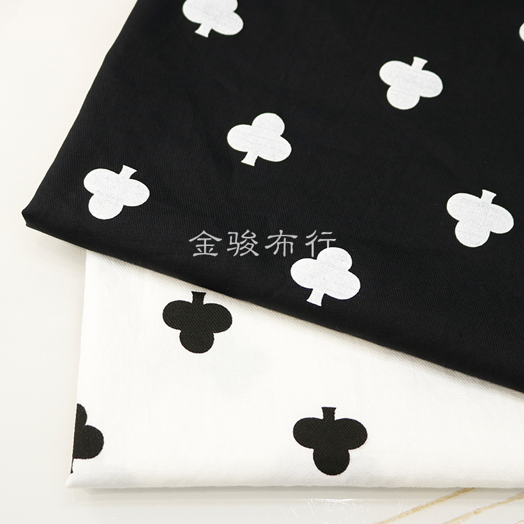 夏季外贸新款小树植物简约印花棉布 斜纹竹节棉男童纯棉衬衫布料