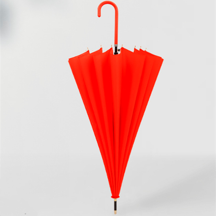 供16骨大红色长柄雨伞大号婚庆女方出嫁婚礼新娘出门用的结婚红伞