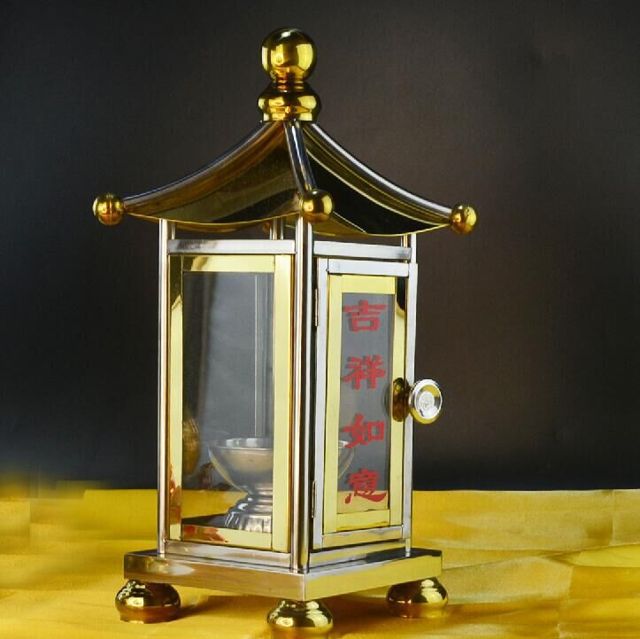 桌面供佛长明灯添油灯金色寺庙寺院不锈钢加厚祭拜供天法宗教镀金