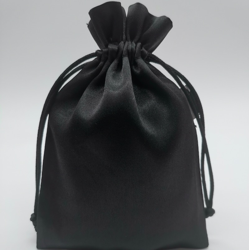 黑色丝绸布袋 缎布色丁布袋 束口丝带印刷钱包包装色丁袋