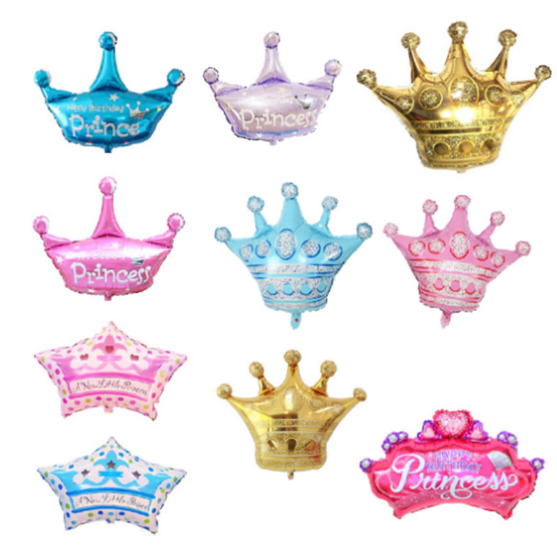 Cross-Border New Arrival Blue Pink Diamond-Shaped Crown Aluminum Film Balloon Large Birthday Party Year-Old Banquet Decorative Balloon