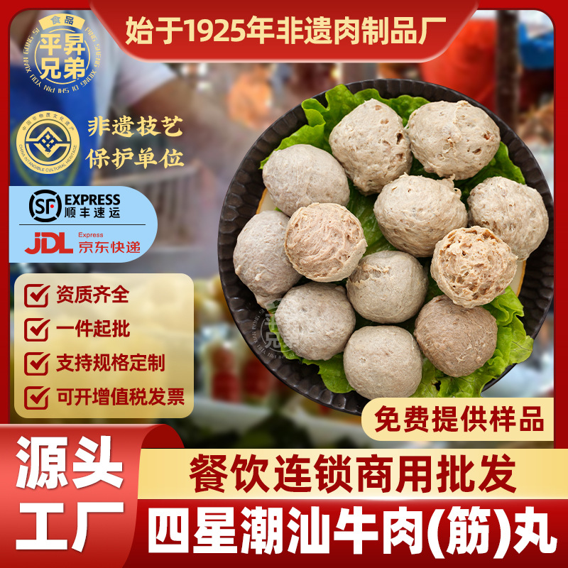四星级正宗潮汕牛肉丸牛筋丸火锅食材烧烤麻辣烫速冻食品商用批发