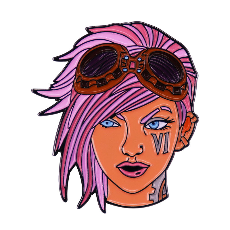 带眼镜的酷女孩头像胸章朋克风徽章衣服包包个性搭配