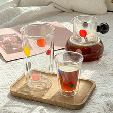 穆尼耐热高硼硅玻璃波点双层杯防烫隔热茶杯耐高温玻璃杯女高颜值