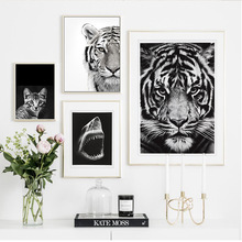 现代客厅装饰画黑白动物狮子长颈鹿肖像摄影北欧挂画喷绘画芯批发