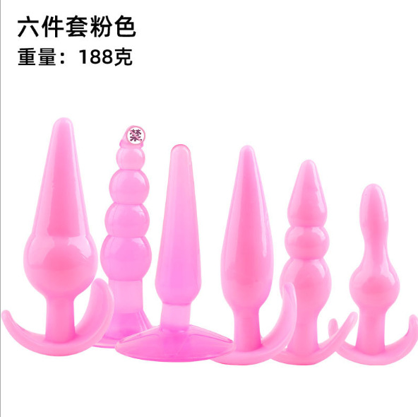 Back Court Anal Plug Set 6-Piece Jelly Anal Plug Back Court Combination Couple Supplies Anal Expander