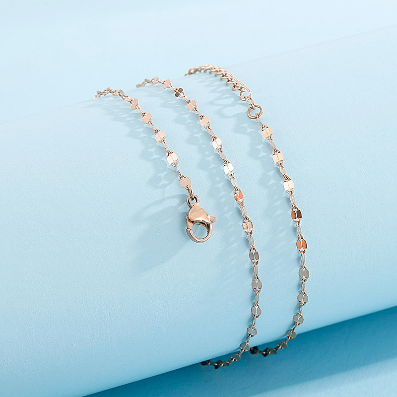 日韩流行扭片链项链不锈钢锁骨短款配链裸链批发