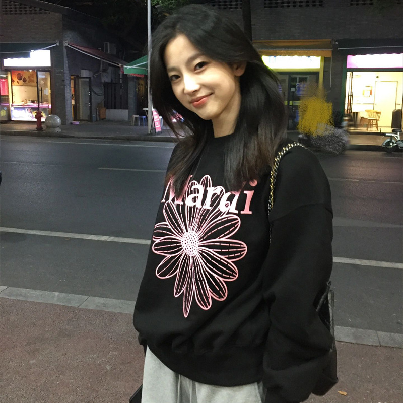 韩国潮牌mardi卫衣金高银同款小雏菊宽松圆领上衣男女套头长袖