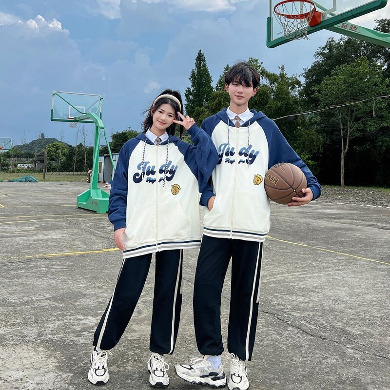 初中生卫衣外套班服套装中学生原宿风运动会三件套高中学院风校服
